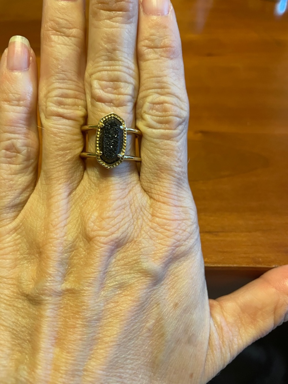 Kendra Scott Gold-Tone Ring with Black Drusy Center - Picture 3 of 5